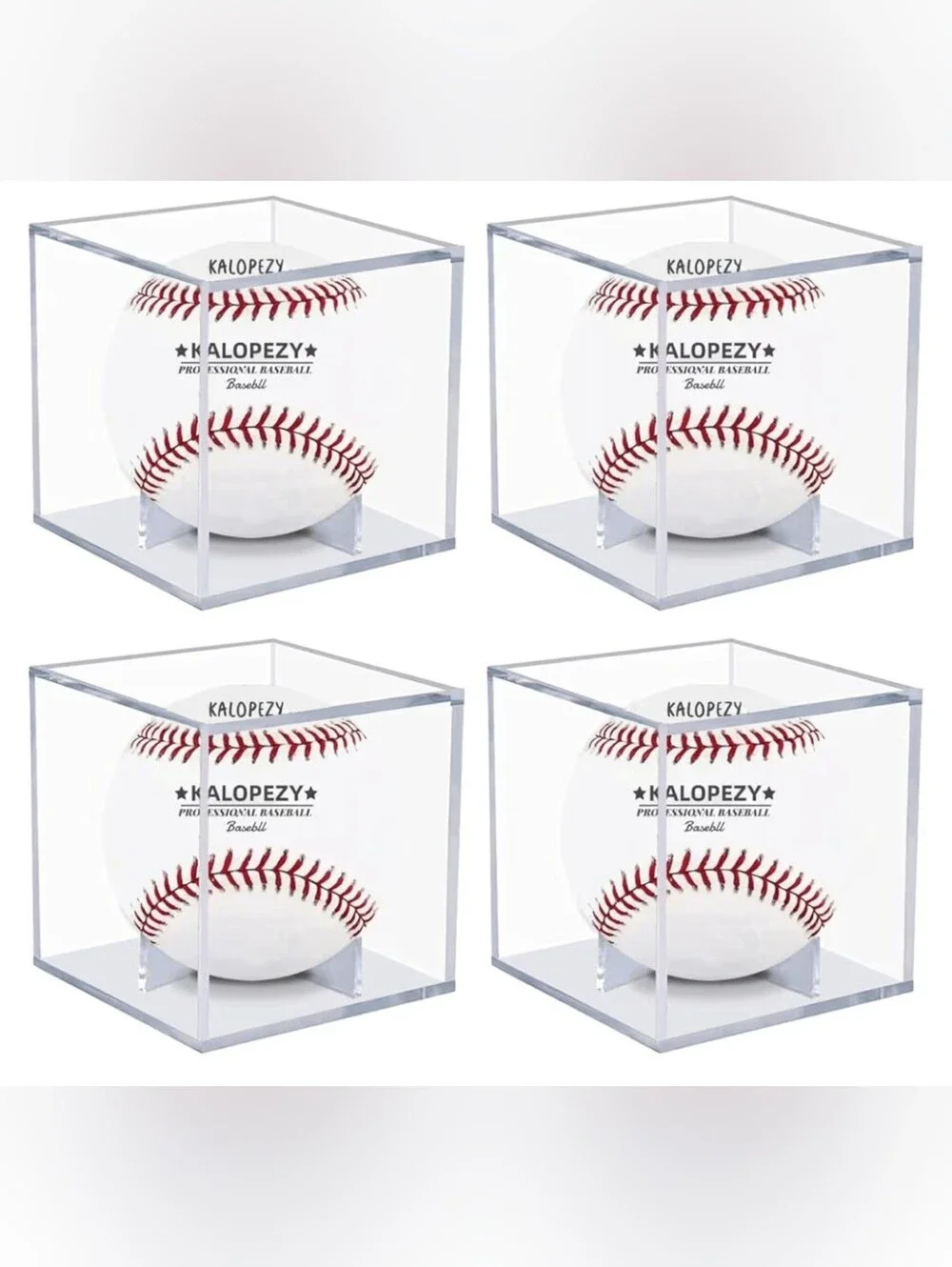 Clear Acrylic Baseball Display Case with Baseball (Set of 4) Balls Not Included